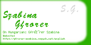 szabina gfrorer business card